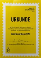 Urkunde des Amnesty-Briefmarathons 2025